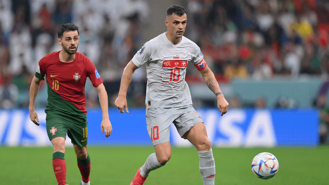 Granit Xhaka in action for Switzerland against Portugal