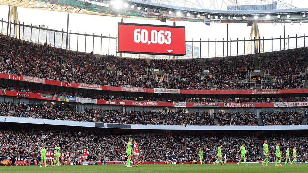 The crowd at Emirates Stadium at Arsenal v Wolfsburg