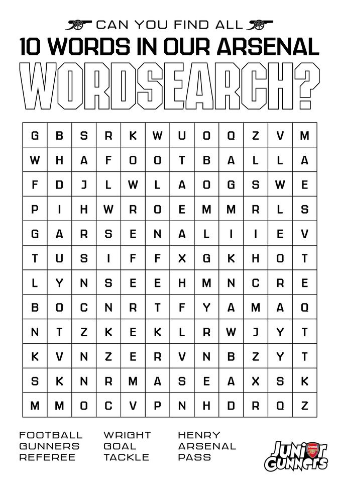 Arsenal WTOW Word Search
