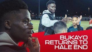 Watch Saka’s emotional return to Hale End