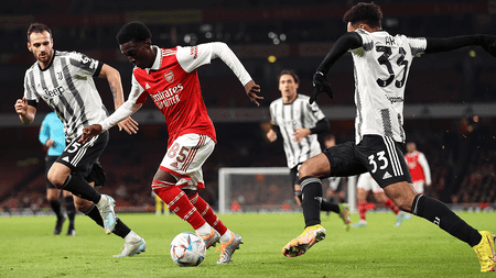 London, UK. 17th Dec, 2022. Amario Cozier-Duberry of Arsenal during the Club  Friendly match between Arsenal and Juventus at the Emirates Stadium,  London, England on 17 December 2022. Photo by Joshua Smith.